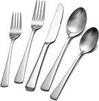 KINGSTONE Forged Silverware Set, 20 Piece Flatware Set for 4, 18/10 Stainless Steel Silverware Matte Satin Finish Dishwasher Safe