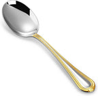 KEAWELL Pearl Edge 4-Piece Premium Spoon Set, 18/10 Stainless Steel, Fine Silverware Spoons with Refined Bead Design, Brightly Polished, Dishwasher Safe (Gold Accent, 6.3" Condiment Spoons)