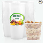 Deli Food Containers with Lids 24 oz-60 Pack Meal Prep Containers Food Storage Containers with Lids Stackable, Leakproof, BPA Free, Microwave Dishwasher Freezer Safe for Takeout Meal
