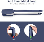 14" Extra Long Silicone Spatula: U-Taste 480ºF Heat Resistant Flexible Baking Mixer Scraper, Large Rubber Mixing Stirring Scraping Seamless Kitchen Turner Utensil for Nonstick Cookware(Midnight Blue)