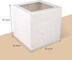 Cakebon Cake Boxes with Boards - 10 Inch Round Cake Drum White (1-pack) - Box With Window for Birthdays, Weddings and Parties