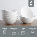 19 Ounces Ceramic Serving Bowls, Sturdy Porcelain White Oval Salad Bowls, Stackable Food Server Fruit Display Dishes for Party Dinner, Microwave and Dishwasher Safe, Set of 6