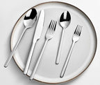 KINGSTONE Silverware Set, 5 Piece Flatware Cutlery Set for 1, 18/10 Stainless Steel Silverware Mirror Polished Dishwasher Safe for Home, Restaurant, Wedding, Party(Silver, 5 pieces for 1)