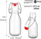 12 Pack 8.5 oz swing top glass bottles,flip top glass bottle with airtight lid for home brewing,kombucha,kefir,vanilla extract,beer,oil,vinegar,homemade juices,soda,beverages,2nd fermentation