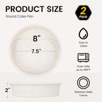 Vinino 8 Inch Silicone Round Cake Pan with Metal Reinforced Frame Set of 2, Nonstick Silicone Springform Pan for Baking Suitable for Making Layers, Cheese & Chocolate Cakes