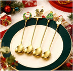 Christmas Teaspoon Gift Set of 4 | Premium 304 Stainless Steel Mirror Finish & Rust-Resistant | Small Spoon for Tea, Dessert & Coffee | Dishwasher Safe Hostess & Holiday Gift | Christmas Table Decor