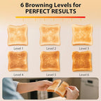 LONGDEEM 4-Slice Toaster 1.5" Extra Wide Slot Stainless Steel with High Lift Lever, 6 Presets & Bagel/Defrost/Cancel Function, Removal Crumb Tray, Under Base Cord Storage, Blue