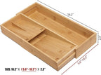 Bamboo Kitchen Drawer Organizer, Silverware Organizer Expandable Utensil Holder with Removable Knife Block, Cutlery Tray with Drawer Dividers for Kitchen Utensils and Flatware