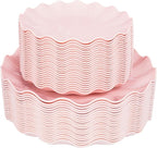 LIYH 50 Pcs Pink Plastic Plates Reusable - Durable and Dishwasher Safe Baby Shower Plates Wavy Daisy Plastic Flower Plate for Party Wedding Birthday Picnics BPA Free (25Guests)