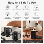 16Oz Temperature Control Smart Mug, Self Heating Coffee Mug LED Display, 180 Min Battery Life - Hot up to 149℉ Fast Wireless Charger Base Improved Design coffee serving sets mug(16oz, Dusty Rose)