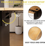 60'' Rolling Kitchen Island with Drop Leaf, Storage Islands Cart with Tilt Out Trash Can Cabinet, Rubber Wood Tabletop, Knife Holder, Wheels, Black
