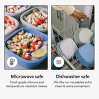 STOJO Collapsible Sandwich Box – 24oz, Reusable Food Storage Container, Silicone Bowl for Hot/Cold Food – Meal Prep, Lunch, Camping, Hiking – Dishwasher Safe (Set of 5, Translucent Cashmere)