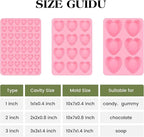 1 Inch Mini Heart Shaped Silicone Molds for Chocolate, Candy, Gummy, Soap (Set of 2, Pink)