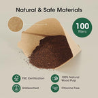100 Count Coffee Filters #4, ONIOU Number 4 Cone Coffee Paper Filters 8-12 Cup Unbleached, Natural Coffee Filters 4 Cone Paper for Ninja Cuisinart Coffee Makers