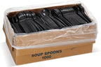 1,000 Plastic Disposable Soup Spoons Bulk Black Medium Weight Disposable Silverware Plastic Cutlery Spoons