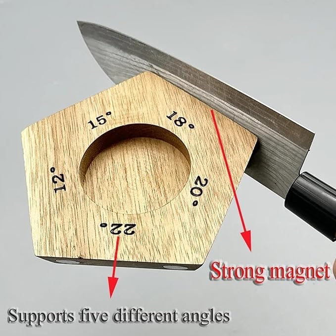 Acacia Rolling Knife Sharpener with 2 Diamond discs and Corundum disc, Rolling Knife Sharpener Kit with 5 Magnetic Angle Offer 12/15/18/20/22°
