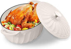 Enameled Oval Dutch Oven Pot with Lid, 7 QT Cast Iron Dutch Oven with Dual Handles for Cooking, Bread Baking, Frying, Non-stick Enamel Coated Oven (White)
