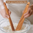 12 Inch Teak Wood Spatula for Cooking Non Toxic Kitchen Utensil Scraper Spurtle Kitchen Tools Flat Wooden Egg Flipper Spatulas Turner Cooking Spoon Bamboo Spatula Turner Cast Iron Sourdough Stirrer