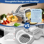 1/4 In Blade French Fry Cutter, Efortless Commercial Vegetable Chopper, Anti-slip Potato Cutter, Heavy Duty Potato Slicer, Stainless Steel Easy Clean Manual Cutter for Tomatoes Peppers Mushrooms