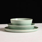 Stone Lain Claire 4-Piece Pasta Bowl Set Stoneware, Bowls, Dishwasher and Microwave Safe, Dish Set for 4, Green