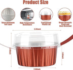 100 Pcs 5 oz Aluminum Foil Cup with Lids Disposable Ramekins with Lids Disposable Ramekin Baking Cups Foil Cupcake Containers for Wedding, Christmas, Kitchen, Party (Caramel, 5 oz)