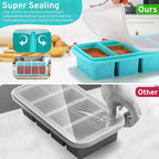 Silicone Freezer Tray with Lid - 1 Cup Silicone Food Tray - Large Ice Cube Freezer Molds - Soup, Sauce, leftovers, Homemade Meal Prep Freezing Kitchen Storage Containers - Aqua - 1-Pack