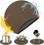 Anze Round Under Grill Mat for Outdoor Grill, 60 Inch Anti-Slip BBQ Floor Mats, Easy to Clean Reusable Fireproof Grill Pad, Oil-Proof Waterproof Protector for Deck Fireplace Pit Mat Brown