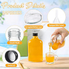 Gejoy 24 Pcs Mini Liquor Bottles Reusable Glass Flask Bottles with Black Caps Clear Empty Alcohol Shot Jars Small Champagne Jars with 4 Funnels for Wine Weddings Party Favors Christmas(8.5 oz)