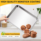 12Pcs Stainless Steel Baking Sheet Pan Set, Cookie Sheet Metal Baking Pan Oven Tray, Cooking Baking Sheet for Toaster Oven, Easy Clean, Dishwasher Safe, 9 x 7 x 1 Inch