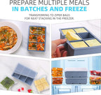 1/2 Cup Silicone Freezer Tray With Lid - Silicone Freezer Molds 4-Pack For meal prep & freezing of various sauces and other dishes, makes 24 perfect 1/2 cup portions cubes (Blue 4 Pack)