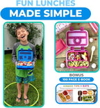 Bento Box Lunch Boxes for Kids Boys Girls, Snack Containers for Toddler Daycare, Pre-School Lunches, 4 Divided Compartments, Pink Unicorn + Blue Space Dinosaur 2 pack
