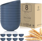 Homienly Soup Bowls, Cereal Bowl, Premium Wheat Straw Bowls Set of 8, Unbreakable Plastic Bowls Microwave Safe, Dishwasher Safe Serving Bowl for Kitchen, Breakfast, Dinner, Salad, Poke (Blue, 26 OZ)