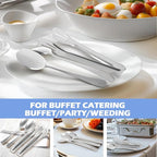 12PCS Stainless Steel Serving Utensils Sets,8 Large Serving Spoons,4 Serving Tongs,Silver Serving Utensills Sets for Buffet Catering Banquet Party (Silver)
