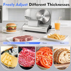Cusimax Electric Meat Slicer for Home,200w Power Deli Slicer with Two 9" Stainless Steel Blades,Adjustable Thickness from 1-20 mm,Removable Food Tray for Easy Cleaning,Suitable for Home Use