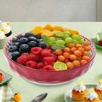 Large Serving Bowls, 75 Oz Fruit Salad Bowls, Bohemian Style Large Porcelain Dishes for Entertaining Parties,Big Bowls for Eating Soup, Salad, Pasta, Fruit, Chips, 10.3 Inch Diameter (red)