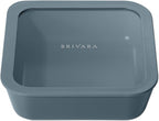Ceramic Coated Glass Food Storage Container | No PTFE, PFOA, PFAS, and BPA | Reusable Non Toxic Meal Prep Container with Glass Lid | Easy To Store | 8 Cup Square [Dusk]