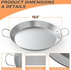 Stainless Steel Pan with 2 Handles, 18.5in Round Grill Griddle for TIKI Solo Stove Cuisinart Fire Pit Kamado Charcoal Grill Weber Kettle and More, Oven and Induction Safe for Indoor & Outdoor Use