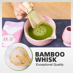 Matcha Whisk Bowl Set, 7PCS All-in-One Japanese Tea Set Includes Matcha Bowl with Spout, Bamboo Whisk (Chasen) with Stand, Scoop, Sifter, Complete Kit for Ceremony, Gift for Matcha Tea Lovers（Pink)