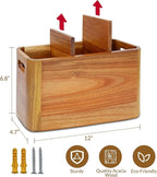 Wooden Kitchen Utensil Holder Organizer for Counter or Countertop, Large Wooden Utensil Holder for Storage Cooking and Silverware with 3 Compartment, Acacia Rustic Wood Container Extra Large