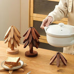 Natural Wood Tree Trivet Set, 𝐍atural Tree Trivet Set - 4 Wooden Trivets,4 Wooden 𝐓rivets & 1 Stand Like a Christmas Trees,for Hot Dish,Pot,Bowl,Teapot,Hot Pot Sets (Natural Wood 3 Trivets,1set)