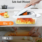 12 Blade All-in-1 Vegetable Chopper Mandoline Slicer with Container, Spiralizer with Contianers, Food Chopper, Onion Chopper, Veggie Cutter for Salad, Kitchen Gadgets Accessories Essentials, White