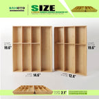 V-Shaped Extra Large Bamboo Drawer Organizer Set of 2, Kitchen Cutlery Tray Utensil Plate, Flatware&Silverware Storage Box, Wood Organizer for Bedroom, Living Room (19.6"x14.6" & 19.6"x12.4")