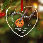 Custom Mandolin Christmas Glass Ornament 2025, Personalized Mandolin Player Xmas Ornament with Text Name & Year, Musical Instrument Christmas Tree Ornaments, Gift for Men Women Mandolinist