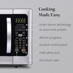 Farberware 1.2 Cu. Ft. Countertop Microwave Oven – 1000 Watts Power, Smart Sensor Auto Cook Settings, Defrost, Easy Clean and Child Safety Lock - Stainless