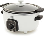 GreenLife 3.5QT Slow Cooker, Non-Toxic PFAS-Free Ceramic Nonstick Removable Interior Bowl, Programmable, Keep Warm, Stovetop & Oven Safe, Dishwasher Safe Parts, Glass Lid, White