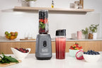 BLACK+DECKER® Ice Crush Single Serve Blender with Pulse/ON Button, Base, Two 20oz Personal Blender Jars, Blade Assembly, Travel Lid, Gray