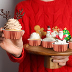 100 Pcs 5 oz Aluminum Foil Cup with Lids Disposable Ramekins with Lids Disposable Ramekin Baking Cups Foil Cupcake Containers for Wedding, Christmas, Kitchen, Party (Caramel, 5 oz)