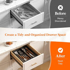 Lifewit Utensil Drawer Organizer, Expandable Cooking Silverware Tray for Kitchen Drawer, Adjustable Cutlery Flatware Holder, Plastic Spatula Tools and Gadgets Storage Divider, 2 Compartments, Black