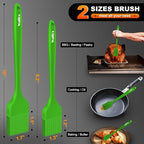 Walfos Silicone Basting Pastry Brush, Heat Resistant Pastry Brush Set, Strong Steel Core and One-Pieces Design, Perfect for BBQ Grill Baking Kitchen Cooking,BPA Free and Dishwasher Safe,2Pcs (green)