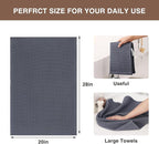 Homaxy 100% Cotton Oversized Waffle Weave Kitchen Dish Towels, Ultra Soft Absorbent Quick Drying Cleaning Towel, 20 x 28 Inches, 8-Pack, Dark Grey